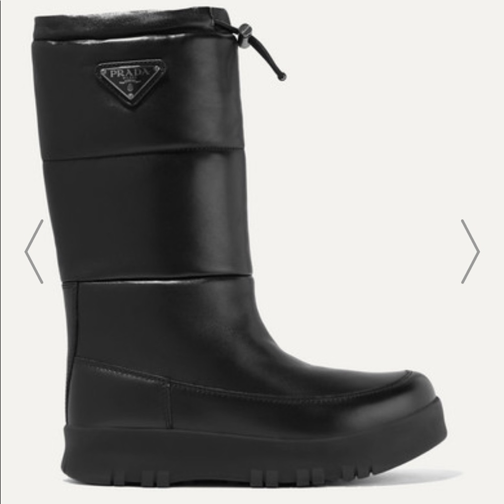 PRADA Logo-appliquéd quilted leather snow boots